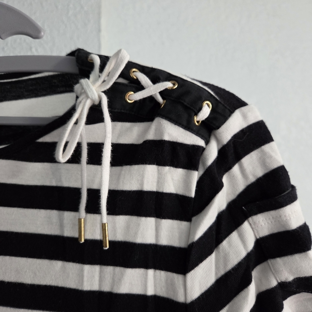 Lauren Ralph Lauren Black and White Striped Top - Picture 3 of 5